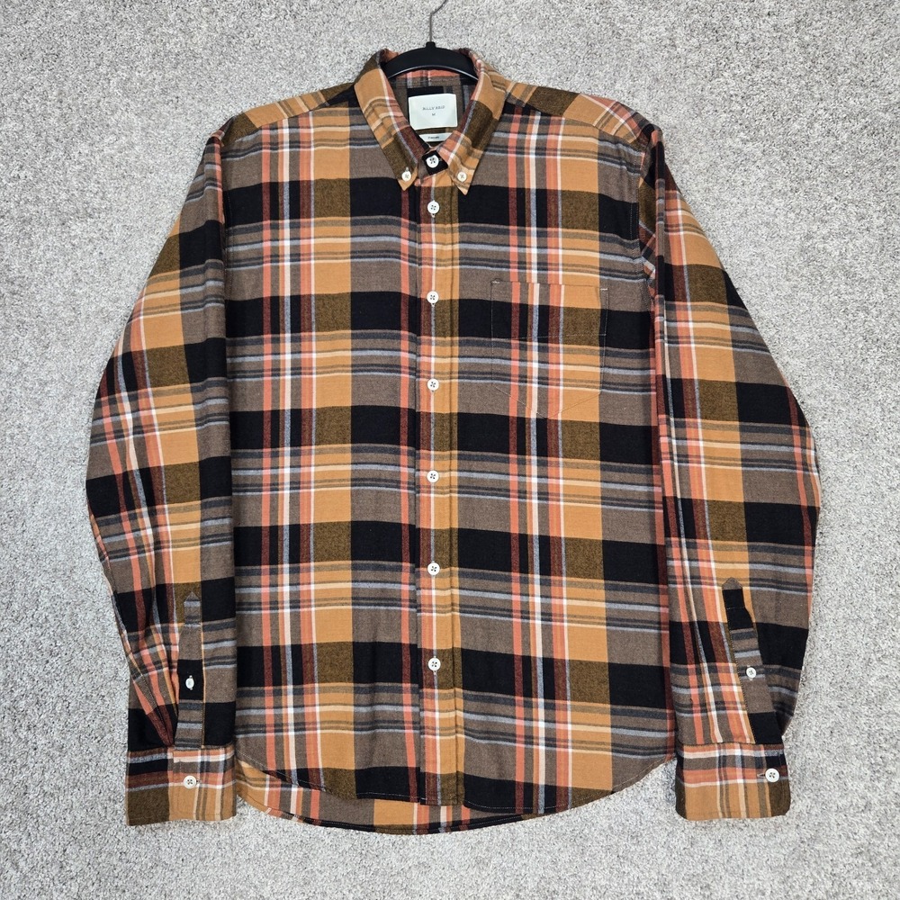 Billy Reid soft flannel shirt mens M Plaid Standard fit Button Up Made In Italy